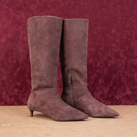 Cole Haan Women Go to Janece Plum Suede GrandOS Zip Pointy Knee Boots sz 10 - Picture 1 of 9